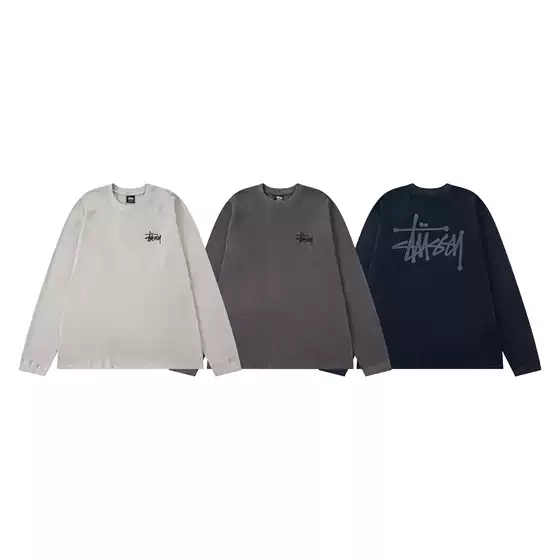 STU American Style 2025 Fall Collection Logo Emblem Washed Raglan Sleeve Waffle Vintage Long-Sleeve Tee