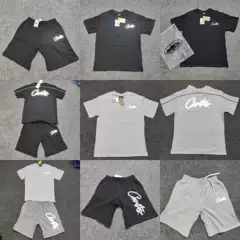 Cortiez New Export Trendy Brand Summer New Reflective Letter Men's and Women's Shorts Short-Sleeved T-Shirt Suit