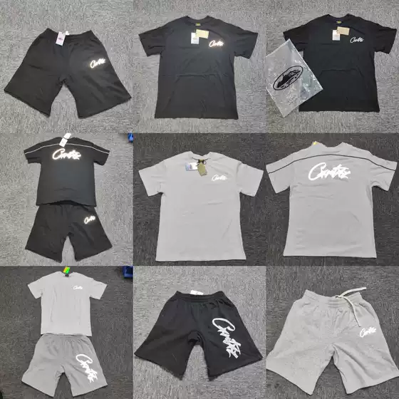 Cortiez New Export Trendy Brand Summer New Reflective Letter Men's and Women's Shorts Short-Sleeved T-Shirt Suit