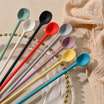 South Korea Food Grade Silicone Long Handle Mixing Spoon Milk Powder Coffee Mixing Rod Double-ended Milk Mixing Rod Scraper Mixing Rod