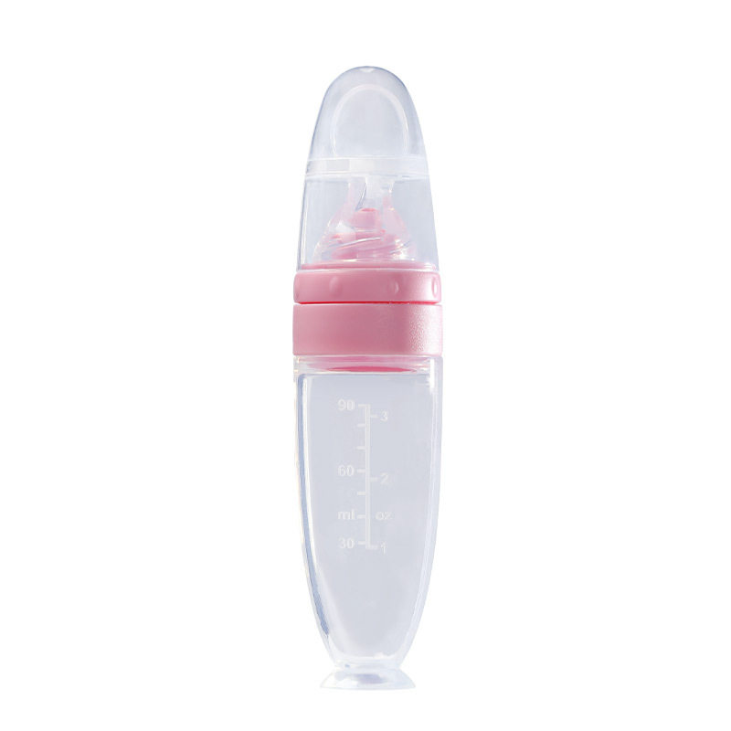 Baby rice paste spoon feeding bottle squeeze type feeding silicone soft spoon baby food supplement tool bowl rice flour feeding artifact