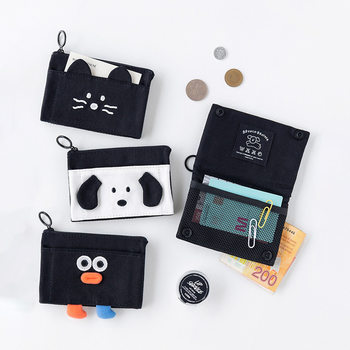South Korea Same Style Romane Cartoon Folding Coin Purse Portable ID Card Bag Headset Mouth Red Bag Storage Bag