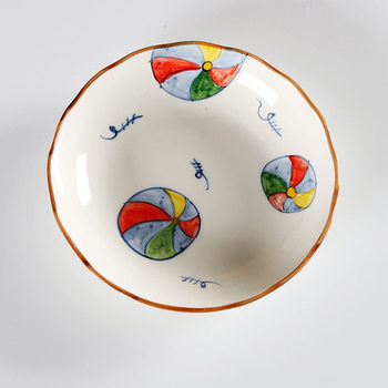 Jiutian Burned Ceramic Plate High Color Value Hand-painted Festive Colorful Ball Snack Dish Underglaze Colorful Front Dish Japanese Tableware