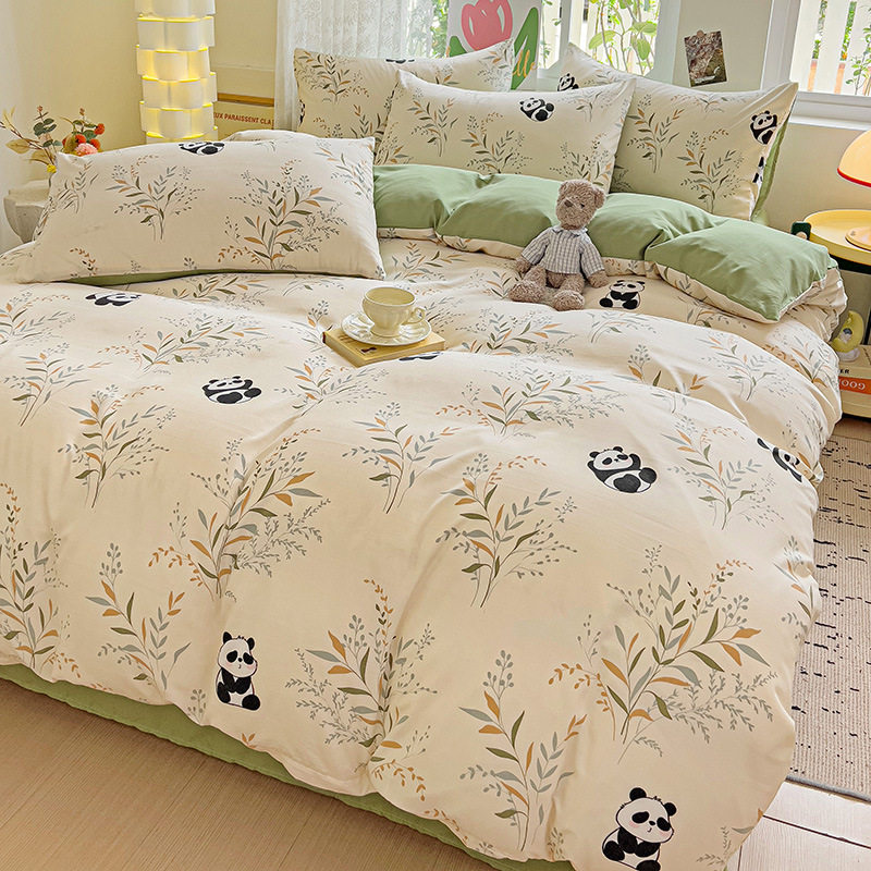 Four seasons available small floral wash cotton sheets four-piece student bed hat three-piece cross-border a generation of hair