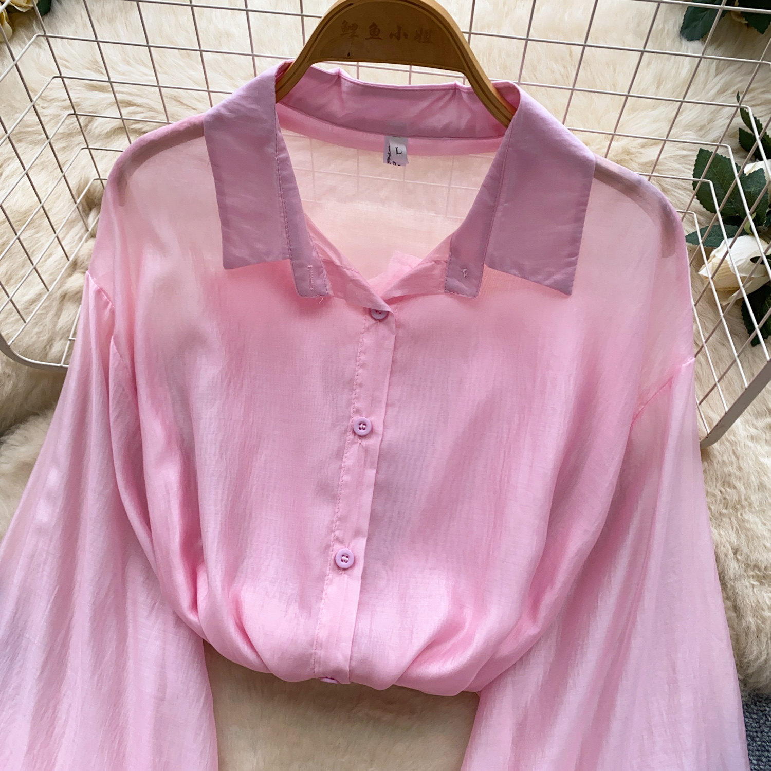 Pink Floral Two Piece Set Elegant Shirt and Skirt Sweet Style for Early Summer Wholesale Available