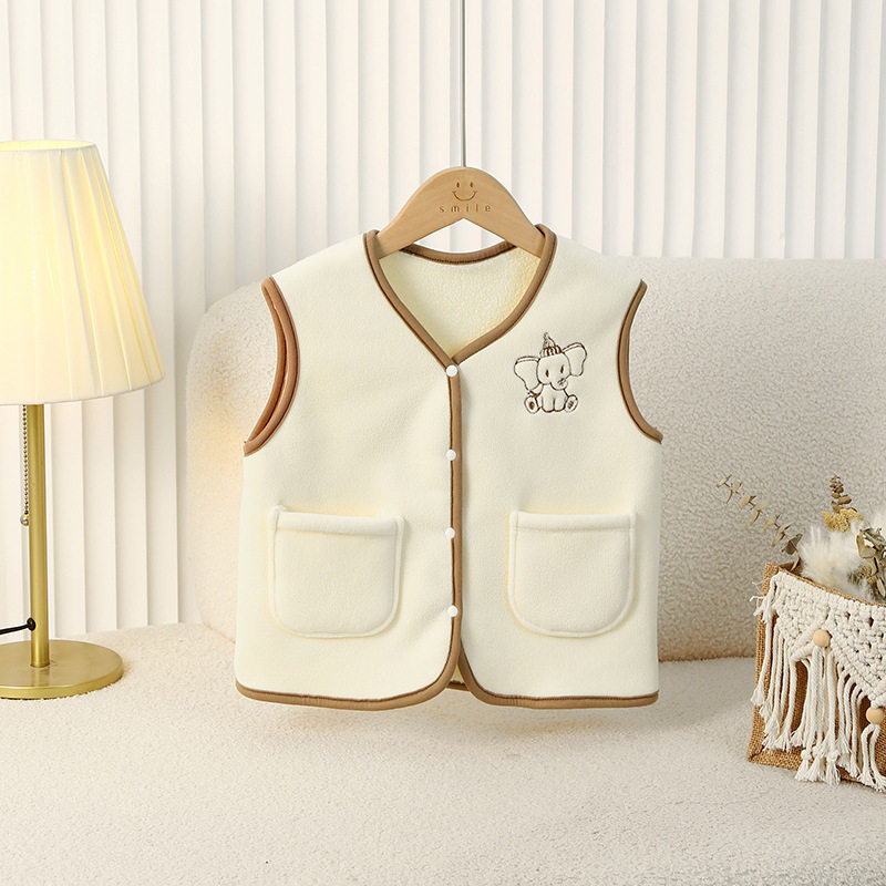 Children's Fleece-Lined Vest, Autumn & Winter Baby Thermal Waistcoat, Boys' Inner/Outer Wear, Infant & Toddler Girls' Thickened Gilet