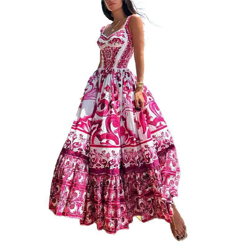 Bohemian Floral Maxi Dress Spring Collection Sleeveless Flowy Design Perfect for Casual Outings Wholesale Available