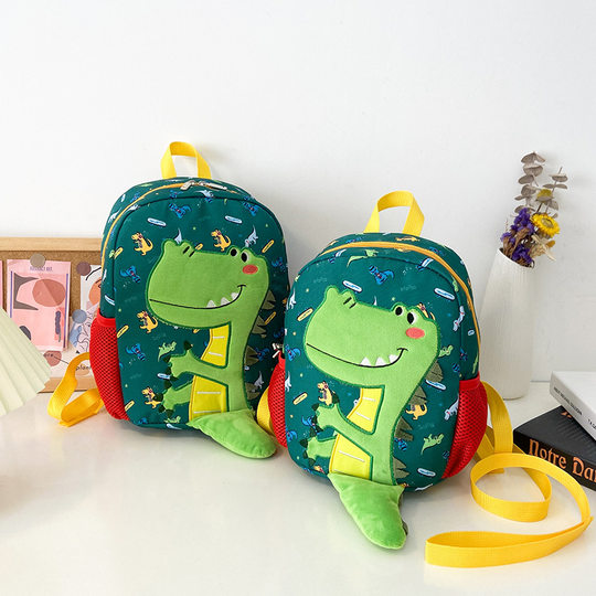 Kindergarten cartoon school bag children 1-3 years old boys and girls shoulder lost backpack cute dinosaur tide bag