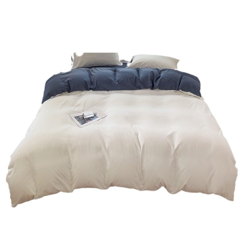 Strict selection of four-piece ins solid color sanding bedding student dormitory bed sheets quilt cover three-piece wholesale spring