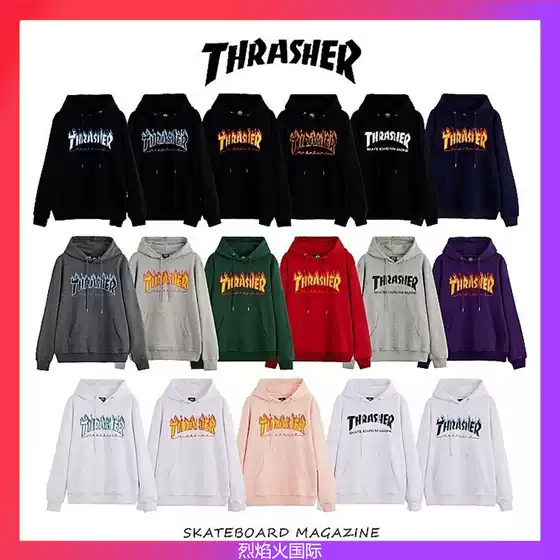 Flame Letter Series: Foreign Trade Wholesale T Gradient Logo Kirin Arm Hoodie Sweatshirt Couple Long Sleeve Short Sleeve T