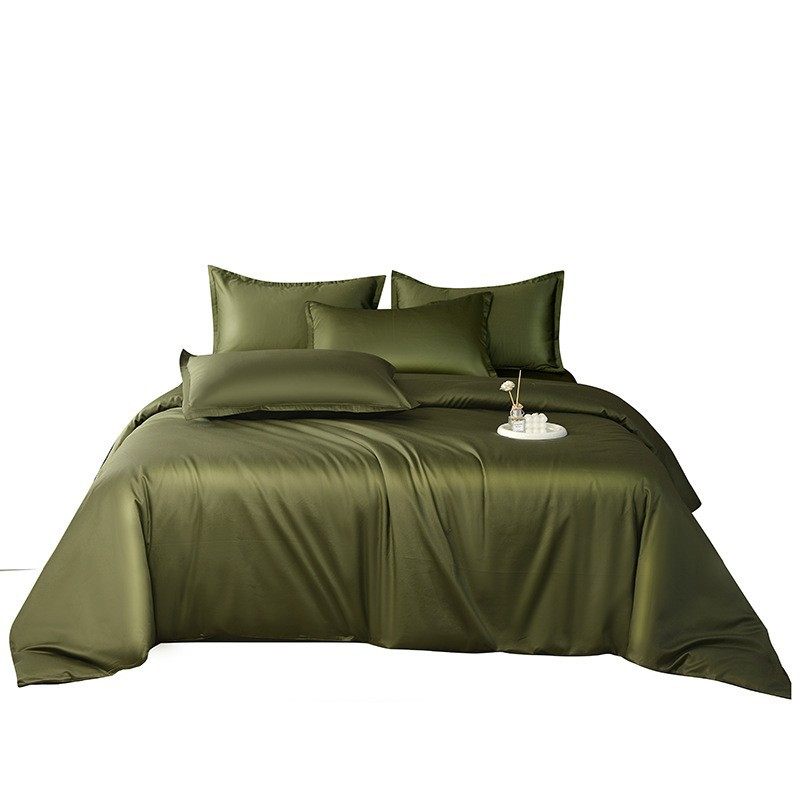 60-Count Satin Long-Staple Cotton Four-Piece Set, Pure Cotton Three-Piece Set, Hotel Solid Color High-End Elegant Bedding