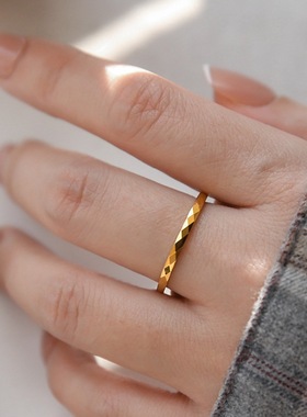 多切面棱形戒指精致超闪简约情人