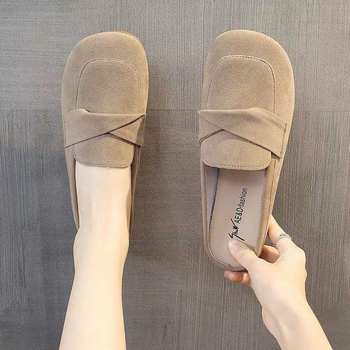 Retro Neck-Knotted Toe Half Slippers for Outer Wear 2025 Spring and Summer New Flats Soft-Soled Lazy Casual Shoes for Women