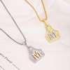 Cross-Border New In-Stock Denim Jewelry Letter Pendant Copper Plated with 14K Gold Necklace with 26 Letter Embossing