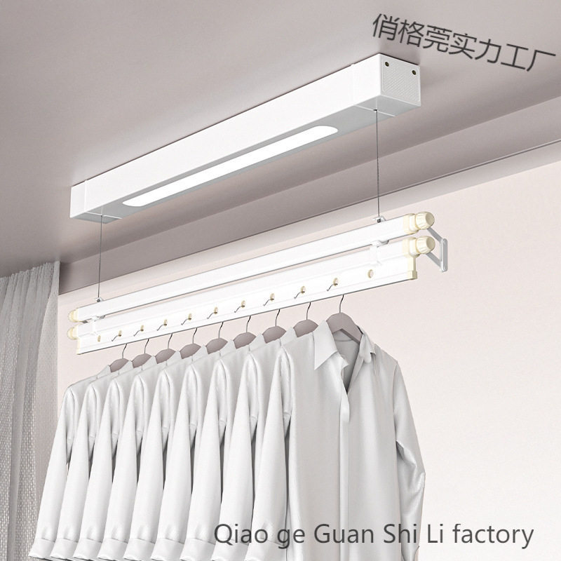 Single-Pole Electric Clothes Drying Rack, Small-Sized Balcony, Remote-Controlled Lifting, Side-Mounted, Household Automatic Curtain Box, Extremely Narrow Inside