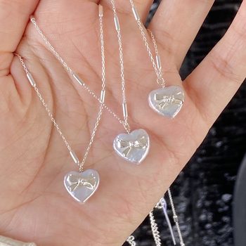 Natural Baroque Love Pearl Bow Series S925 Silver Chain Necklace Simple Gentle Versatile Daily Style