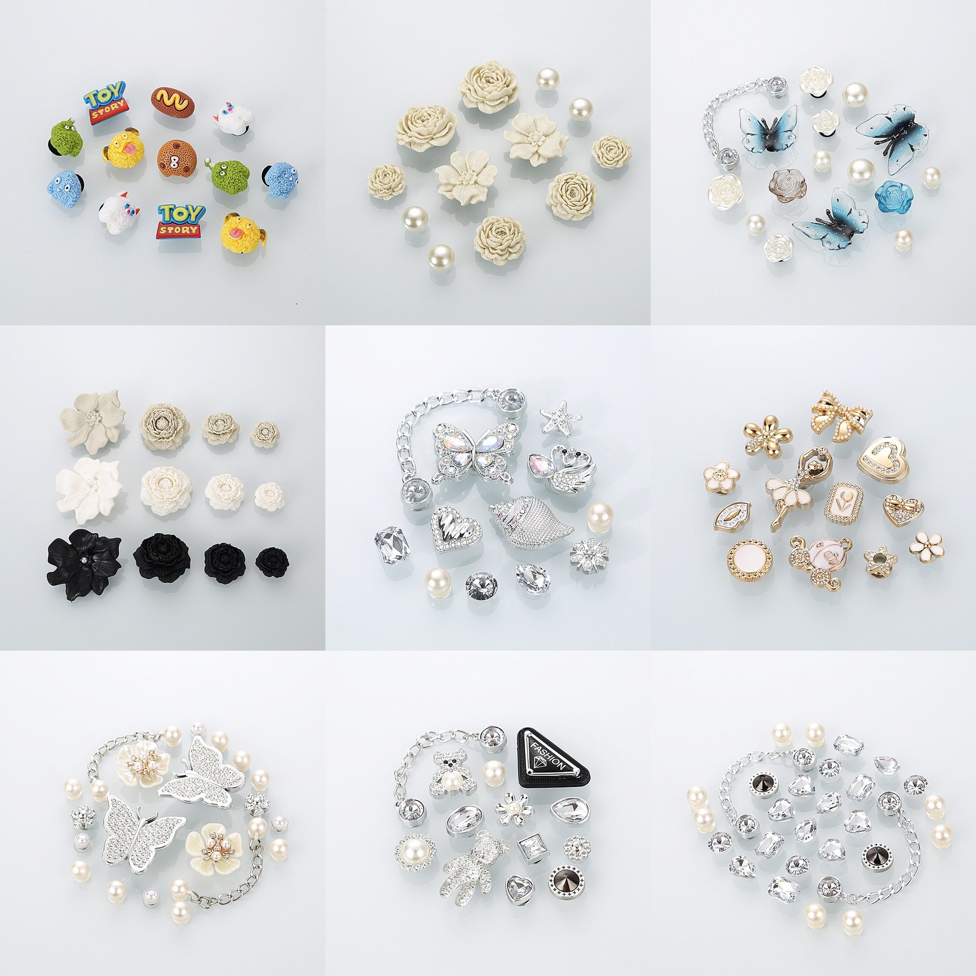 Hole Shoes Accessories DIY Butterfly Rhinestone Chain Hole Shoes Accessories Upper Decoration Shoe Buckle Buckle Cross Shoe Flower