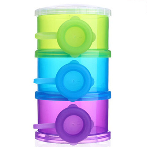 Baby milk powder box portable storage baby outing supplies can milk powder grid packing box three-layer large capacity
