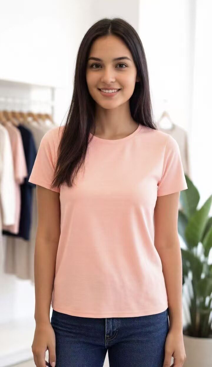 新款莫代尔带胸垫免文胸女士夏季半袖瑜伽运动罩杯一体短袖T恤