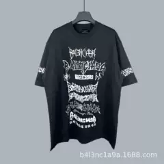 [Ready Stock and Shipped in Seconds] Correct High Version Paris B 24Ss Sanskrit Logo Printed Loose T-Shirt for Men and Women