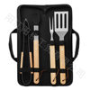 Manufacturer's Ready-Made Stainless Steel Grill Set Bbq Camping Style Wooden Handle Fork Shovel Clip Bag Outdoor Barbecue Tool Combination
