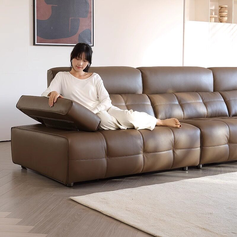 可调节劳伦斯真皮沙发皮艺意式极简头层牛皮客厅直排小户型简约