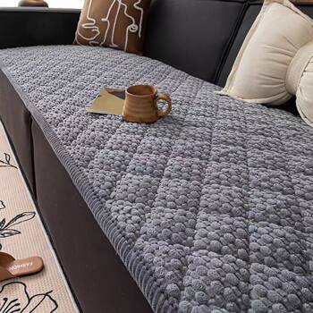Corduroy Solid Color Thickened Non-Slip Sofa Cushion Simple Warm Non-Slip Armrest Towel One-Piece Autumn and Winter Bay Window Cushion