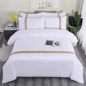 140g Brushed High-Quality Imitation Cotton, Star-Rated Hotel, Guesthouse, Homestay Brushed Pure White Three-Piece Set, Four-Piece Set, Fitted Sheet Style