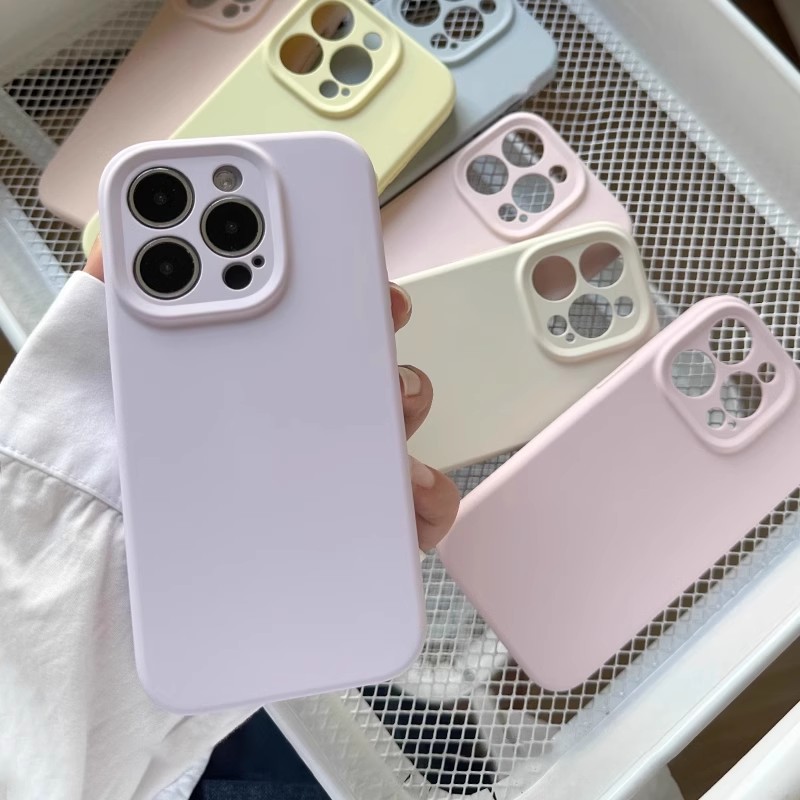 Precision Hole Pure Color Suitable for Apple 16Promax Simple Mobile Phone Case Liquid Silicone Apple 15 Anti-Fall 14 Protective Cover