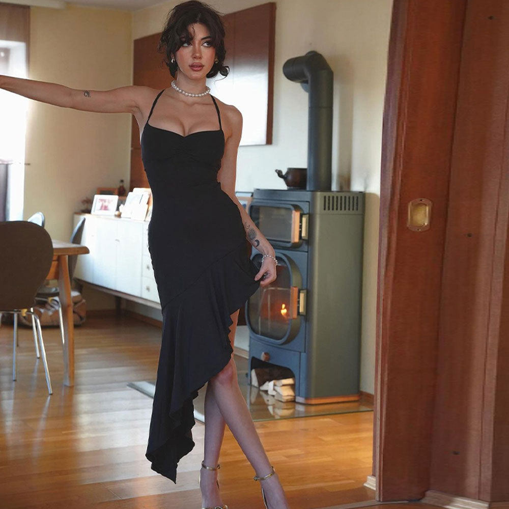 Summer Black Dress Elegant Sleeveless Design Chic Style High Quality Fabric Perfect for Parties and Special Occasions