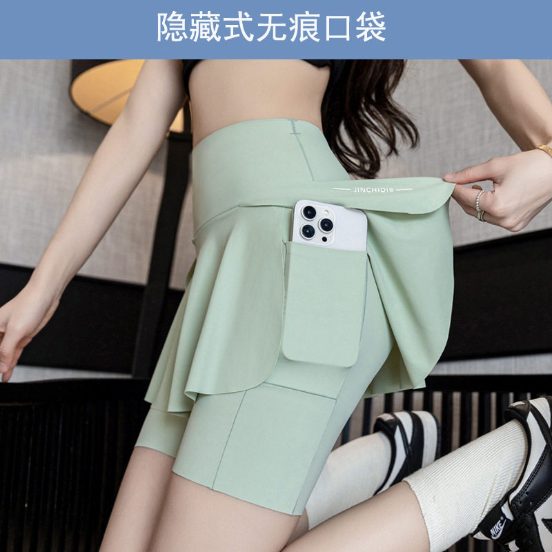 假两件裙裤女口袋三分鲨鱼裤夏外穿网球裙东南亚跨境大码瑜伽裤薄
