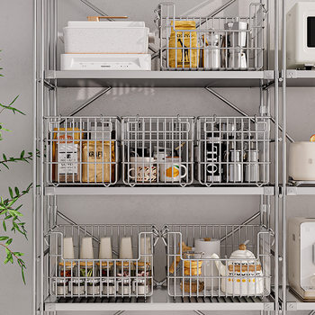 304 Stainless Steel Storage Basket Metal Woven Department Store Storage Basket Supermarket Hand Basket Household Sundries Storage Basket