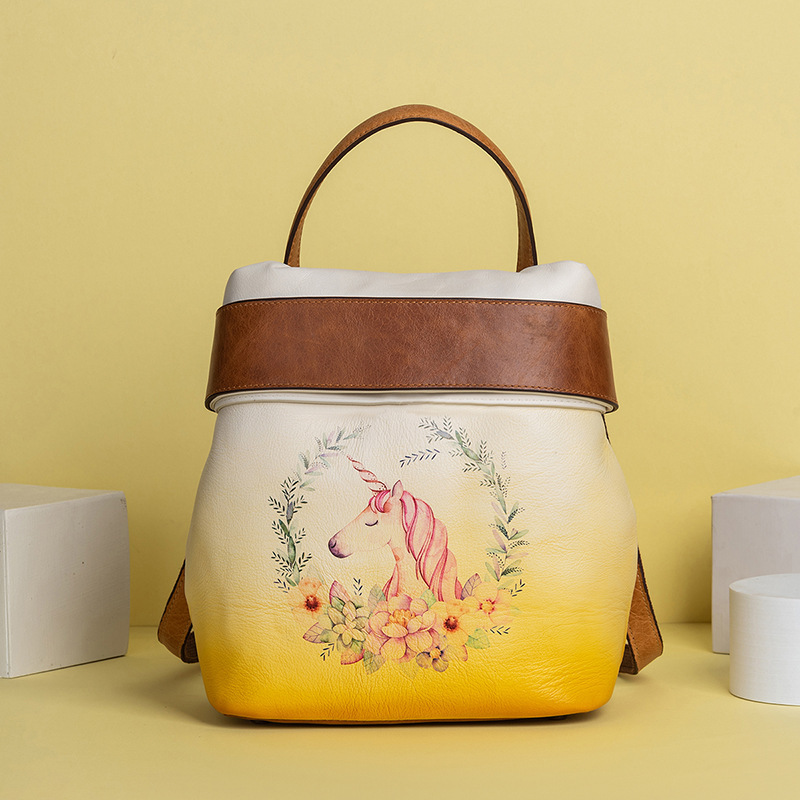 Ba lô nam da bò thật phong cách cổ điển đa năng — Nâu cổ điển, Vàng cổ điển, Xanh lá cổ điển