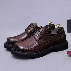 New Business Men's Cowhide Trendy Versatile Lightweight Fashion Casual Shoes Wear resistant Breathable Thick soled Leather Shoes for Men