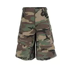 American Style High Street Fashion Brand Washed Old Baggy Profile Camouflage Cargo Seven Shorts Men's Summer Shorts