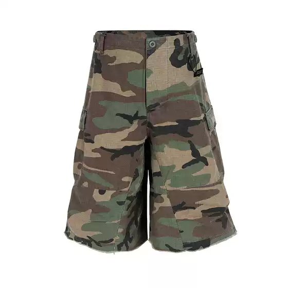 American Style High Street Fashion Brand Washed Old Baggy Profile Camouflage Cargo Seven Shorts Men's Summer Shorts