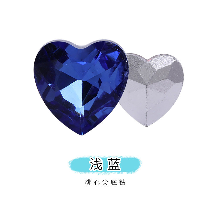 网红爆款尖底桃心钻水晶玻璃钻手机贴钻服装发带配件饰品钻爱心钻