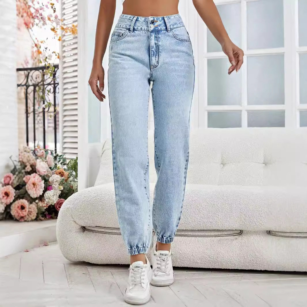 Womens Loose Fit Denim Pencil Pants Slimming Design Versatile Style Comfortable Fabric Casual Wear Ready to Ship