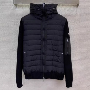 Youth Fashion Hooded Patchwork Knitted Sleeve down Jacket 50% down Warm Coat Winter Style