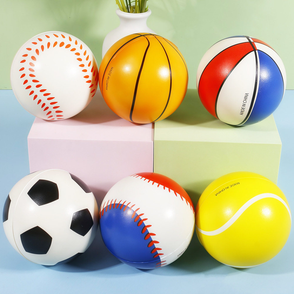 7cm Kidsren's Elastic Ball Pu Pressure Ball Sports Small Basketball Net Stick Football Cloud Sponge Foam Ball Toy