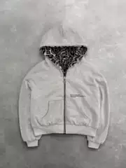 Cross-Border European and American 2025 Autumn and Winter New Style Amazon Leopard Print Hoodie Reversible Zipper Loose Sweatshirt for Men