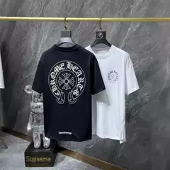 Chrome Heart 23Ss Luminous Large Horseshoe Sanskrit Double Yarn Pure Cotton Short-Sleeved T-Shirt for Men