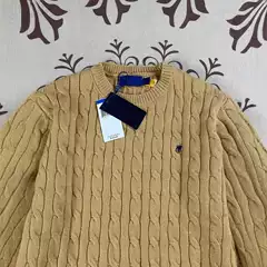 The actual RLraf pony label round neck can be swept code sweater twist embroidery warm couple tops women knit sweater men