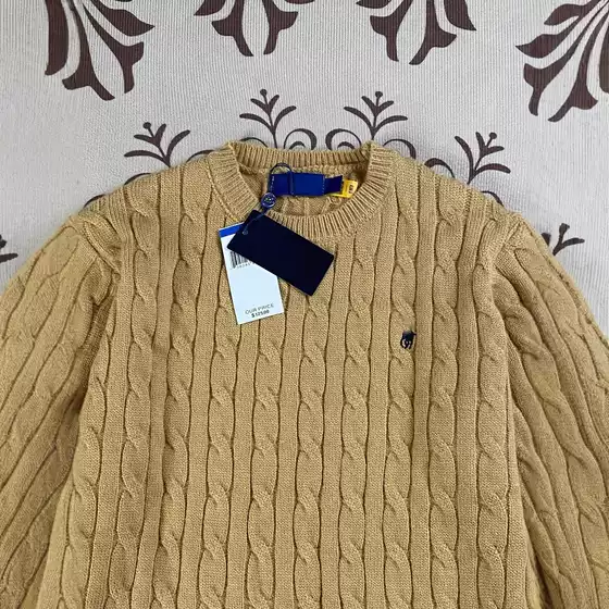 The actual RLraf pony label round neck can be swept code sweater twist embroidery warm couple tops women knit sweater men