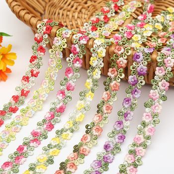 2CM Water Soluble Embroidery Lace Colorful Segment Dyeing Line Double Row Plum Blossom Clothing Accessories Accessories Hairpin Water Soluble Barcode Flower