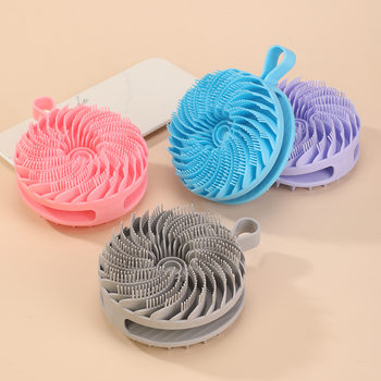Silicone Double-Sided Bath Brush, Painless Scrubbing Tool, Two-In-One Shampoo and Shower Tool, Massage Comb, Hair Brush
