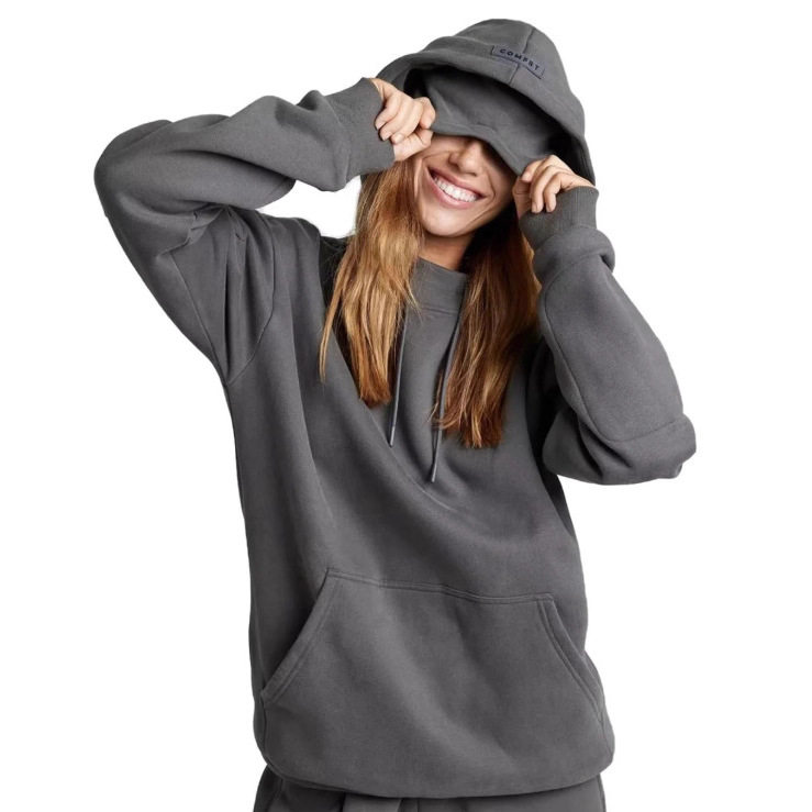 Hooded Sweatshirt Set Solid Color Long Sleeve Comfortable Fabric Fall Winter Style Wholesale Available