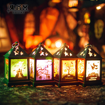 P66D Halloween Decorations Portable Flame Lamp Secret Room Haunted House Bar Theme Park Horror Atmosphere Lamp