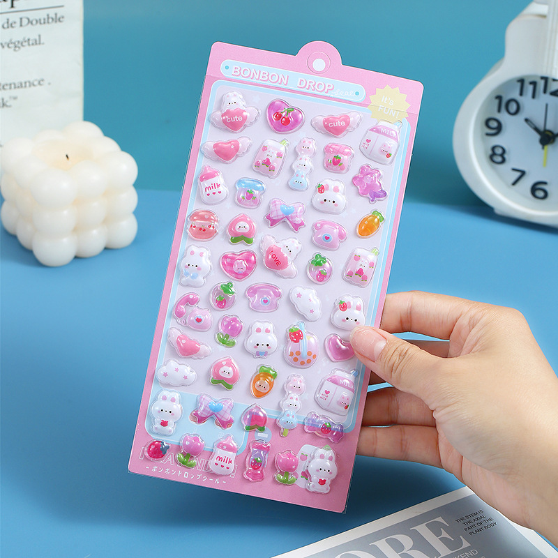 3Dエンボスステッカー【ピンクうさぎ】/パック