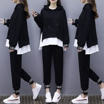 2025 Spring and Autumn Loose Student Casual Sports Sweet and Salty Women's Suit Slimming Fashionable Internet Celebrity Fat Two-Piece Set